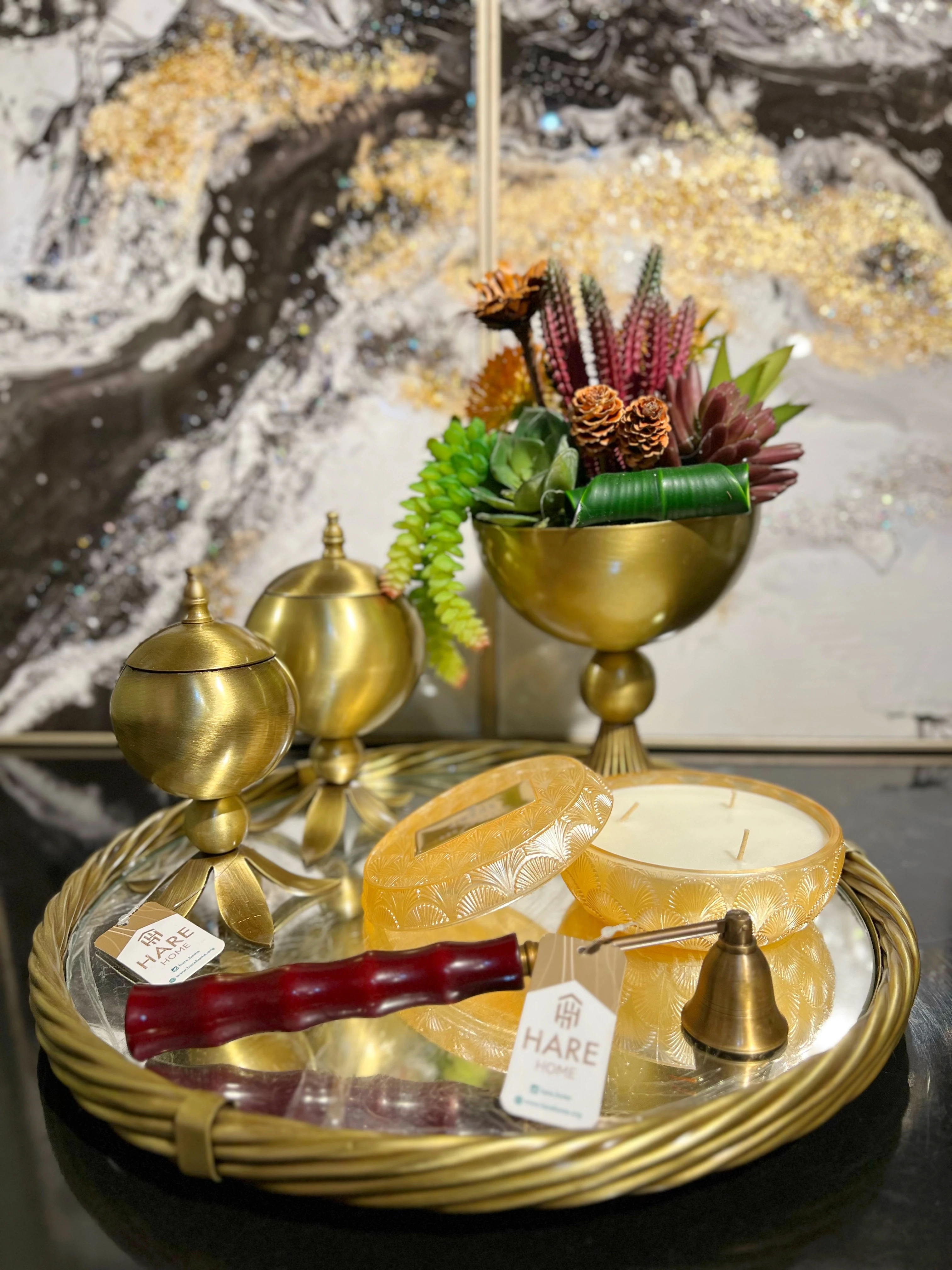 Dekoratif Eskitme Tepsili Sehpa Seti