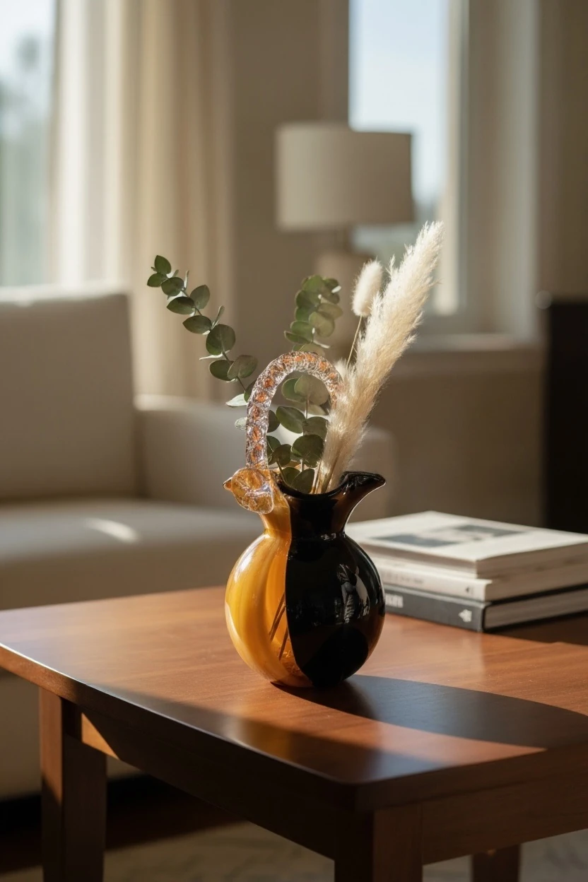 Cam Sepet Vazo Amber Siyah