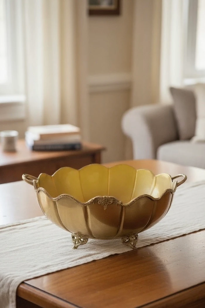 Pirinç Dekorarif Oval Gondol Kase