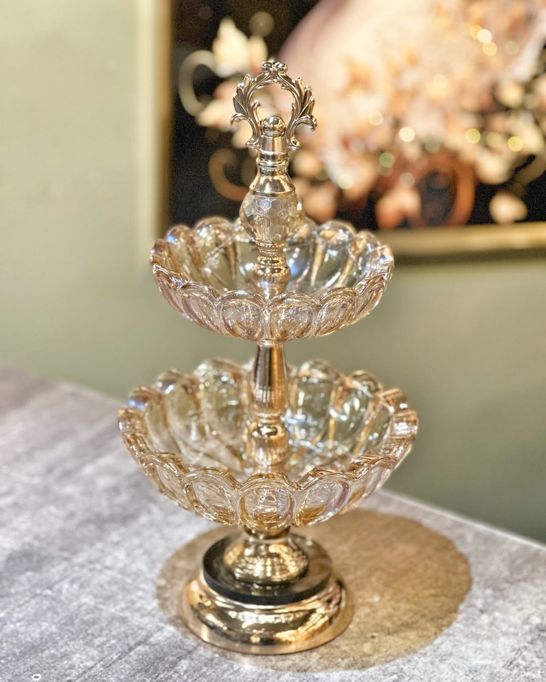 2 Katlı Gold Cam Servis Standı
