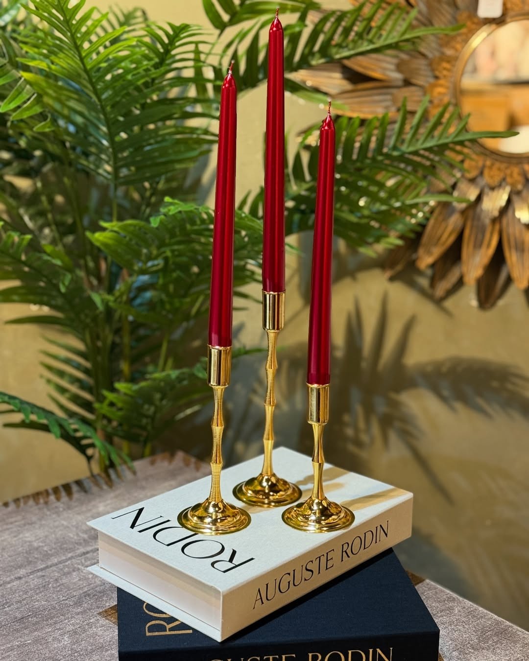 Gold 3'lü Metal Şamdan Seti