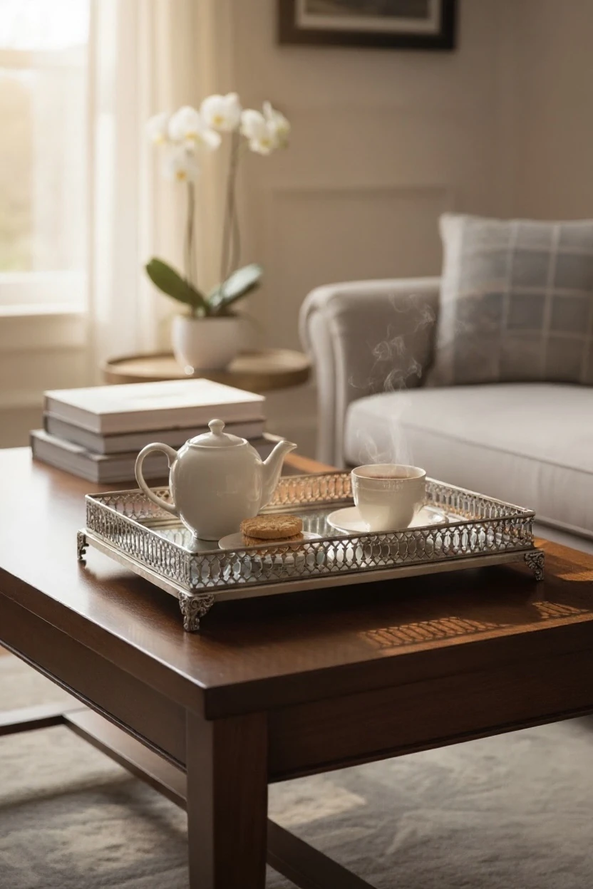 Saray Motifli Dekoratif Dörtgen Tepsi - Eskitme