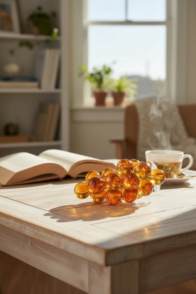 Dekoratif Cam Üzüm - Turuncu