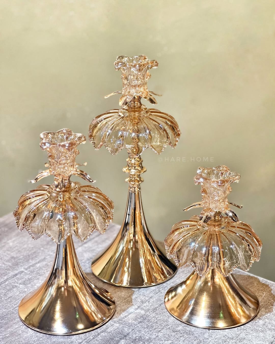Üçlü Balerin Şamdan Gold