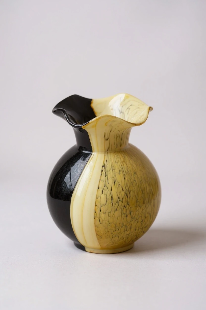 Tombik Cam Vazo Amber Siyah