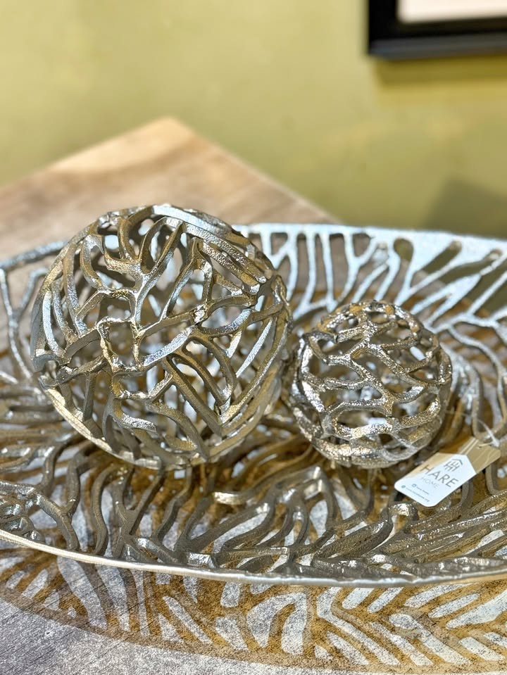 Döküm Oval Tabak ve Toplar - Gümüş