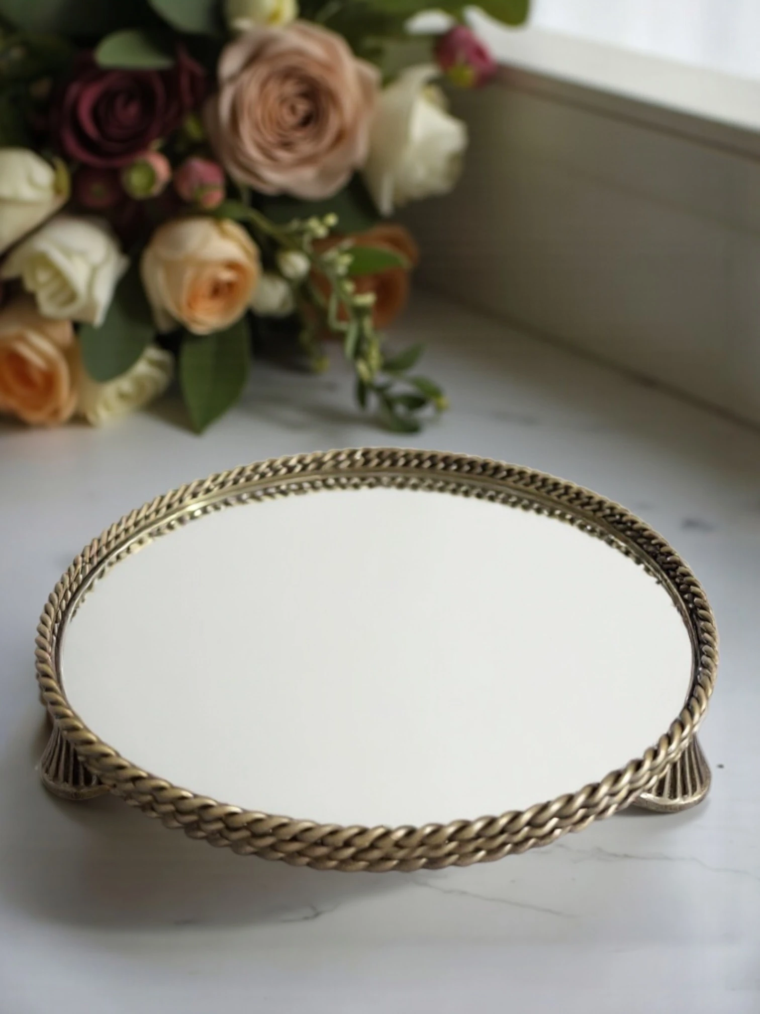 Ayaklı Yuvarlak Jardinyer Eskitme 