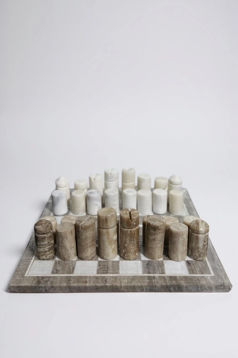 El Yapımı Mermer Satranç Takımı - Kahve