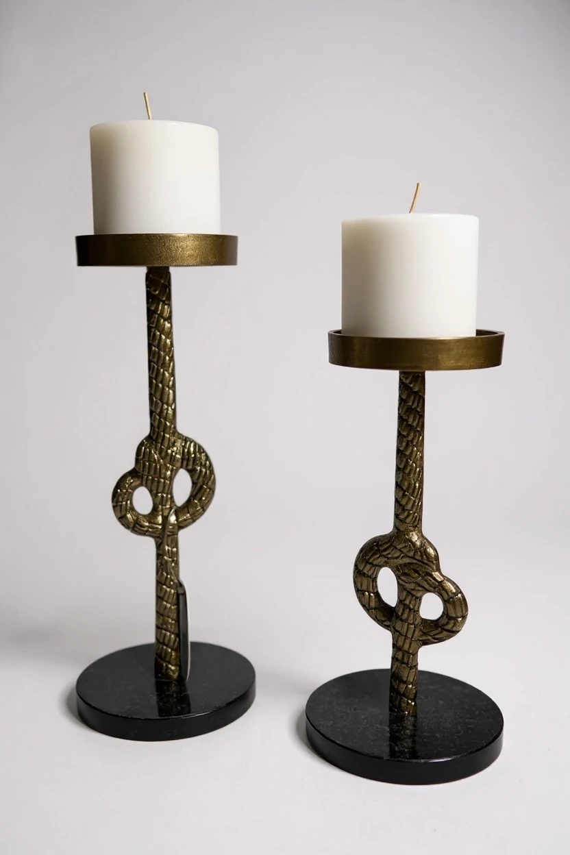 Yılan Formlu İkili Şamdan Mumluk