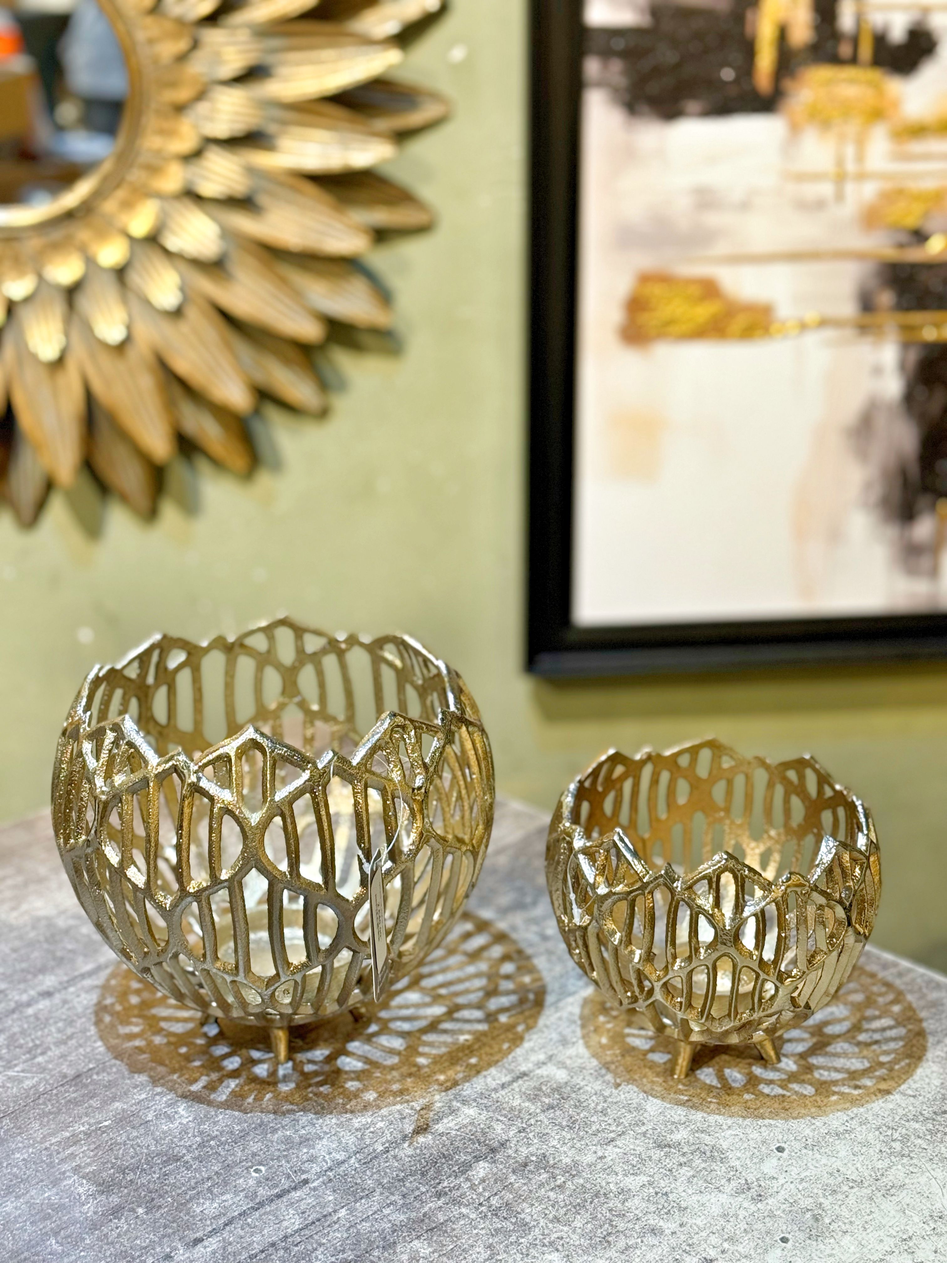 Alüminyum Döküm İkili Mumluk Gold
