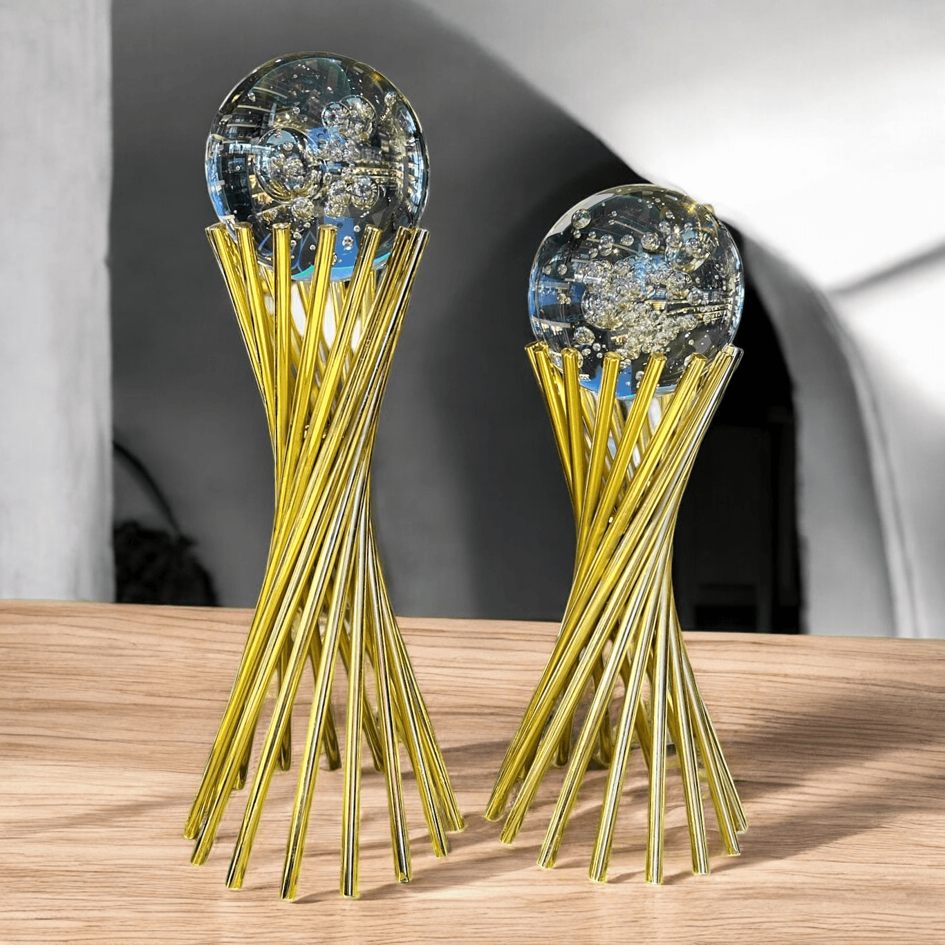 Dekoratif İkili Burgulu Kabarcıklı Küre Gold