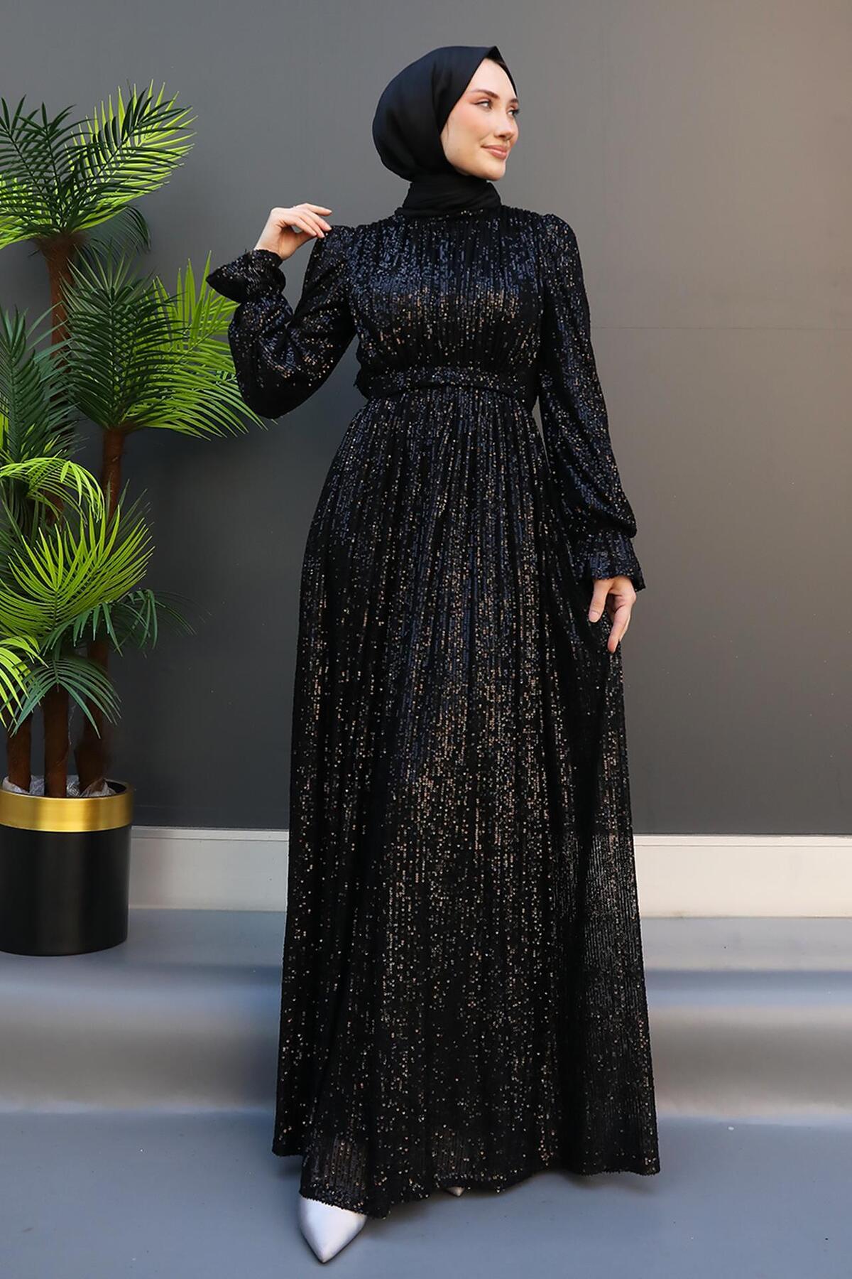 Yeni Sezon Pul Payet Kelebek Abiye Elbise