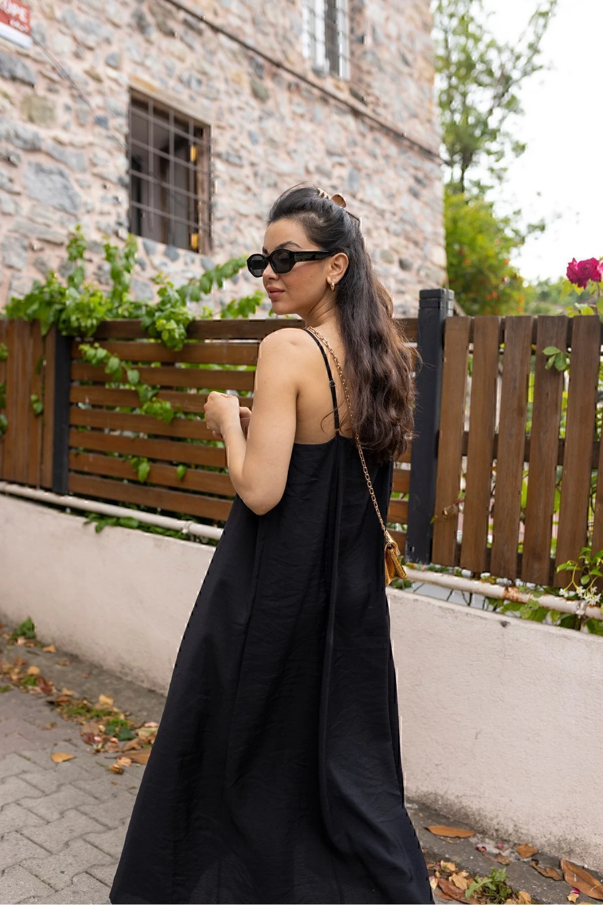 Siyah Askılı Aerobin Elbise