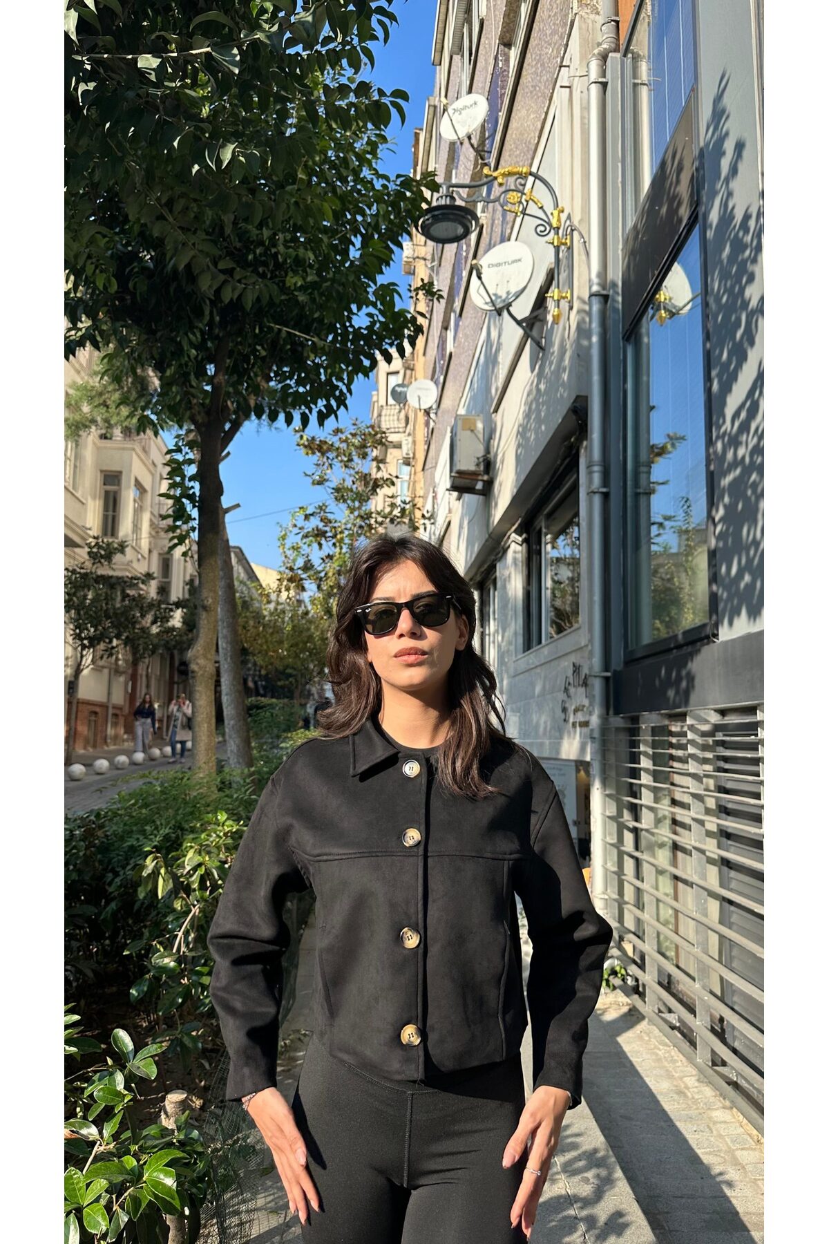 Siyah Dört Düğmeli Premium Kalite Nubuk Ceket