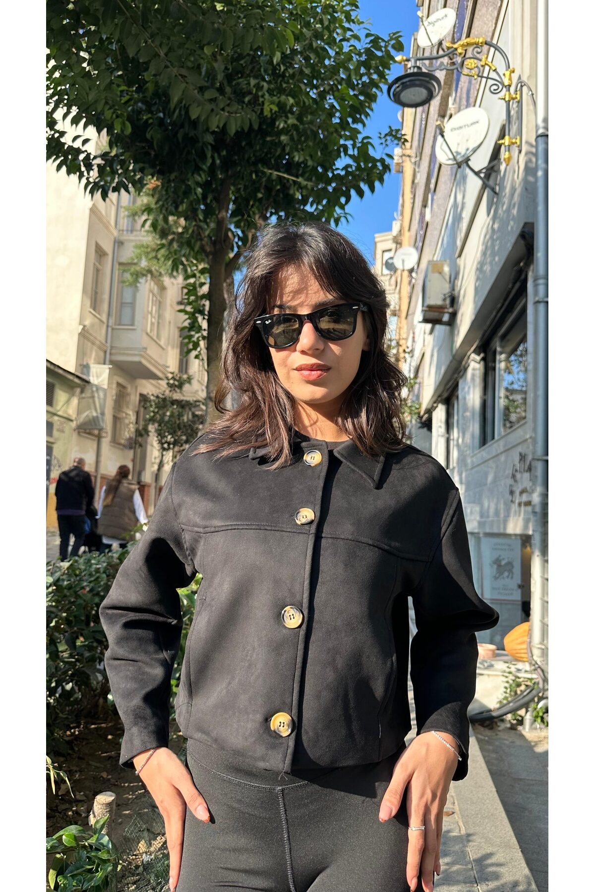 Siyah Dört Düğmeli Premium Kalite Nubuk Ceket