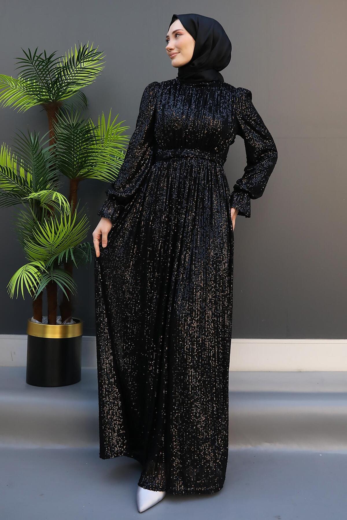 Yeni Sezon Pul Payet Kelebek Abiye Elbise