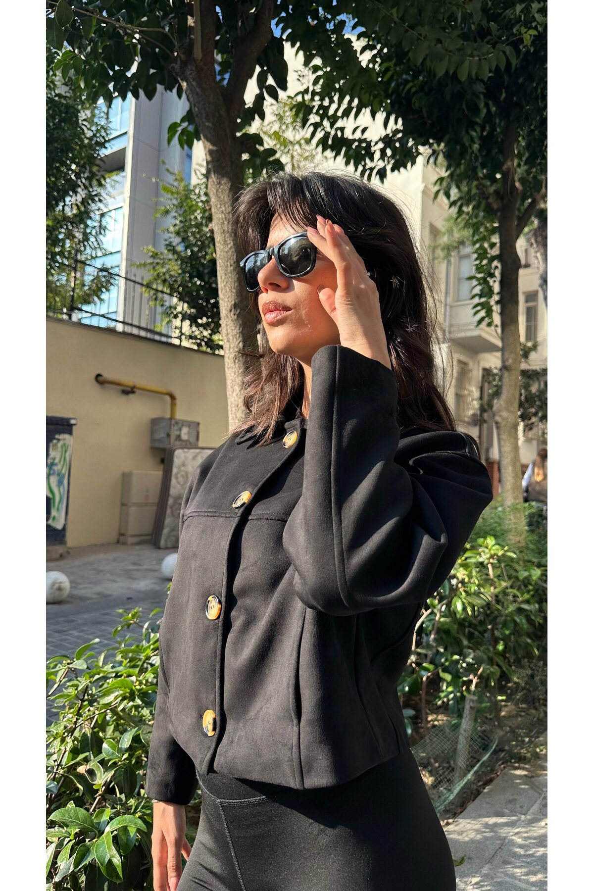 Siyah Dört Düğmeli Premium Kalite Nubuk Ceket