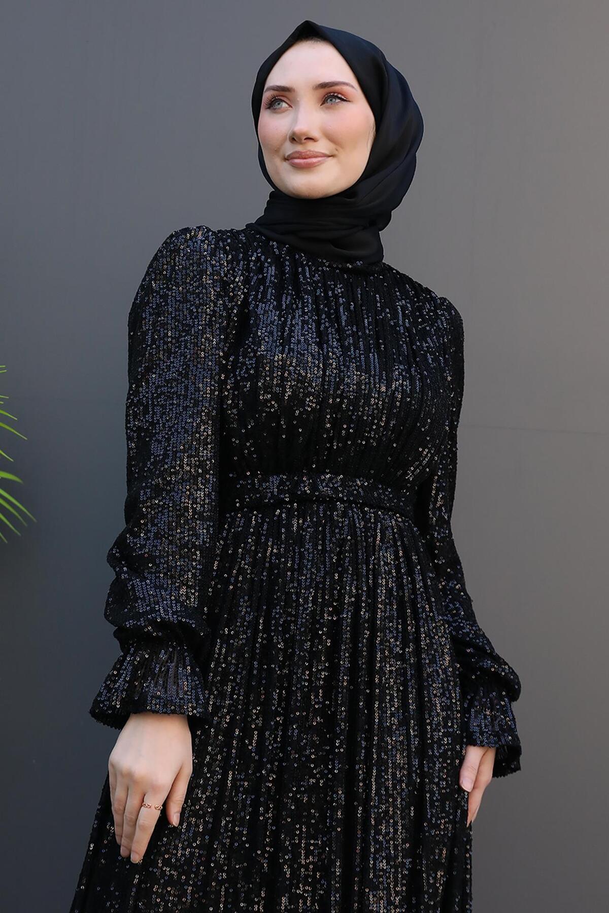 Yeni Sezon Pul Payet Kelebek Abiye Elbise