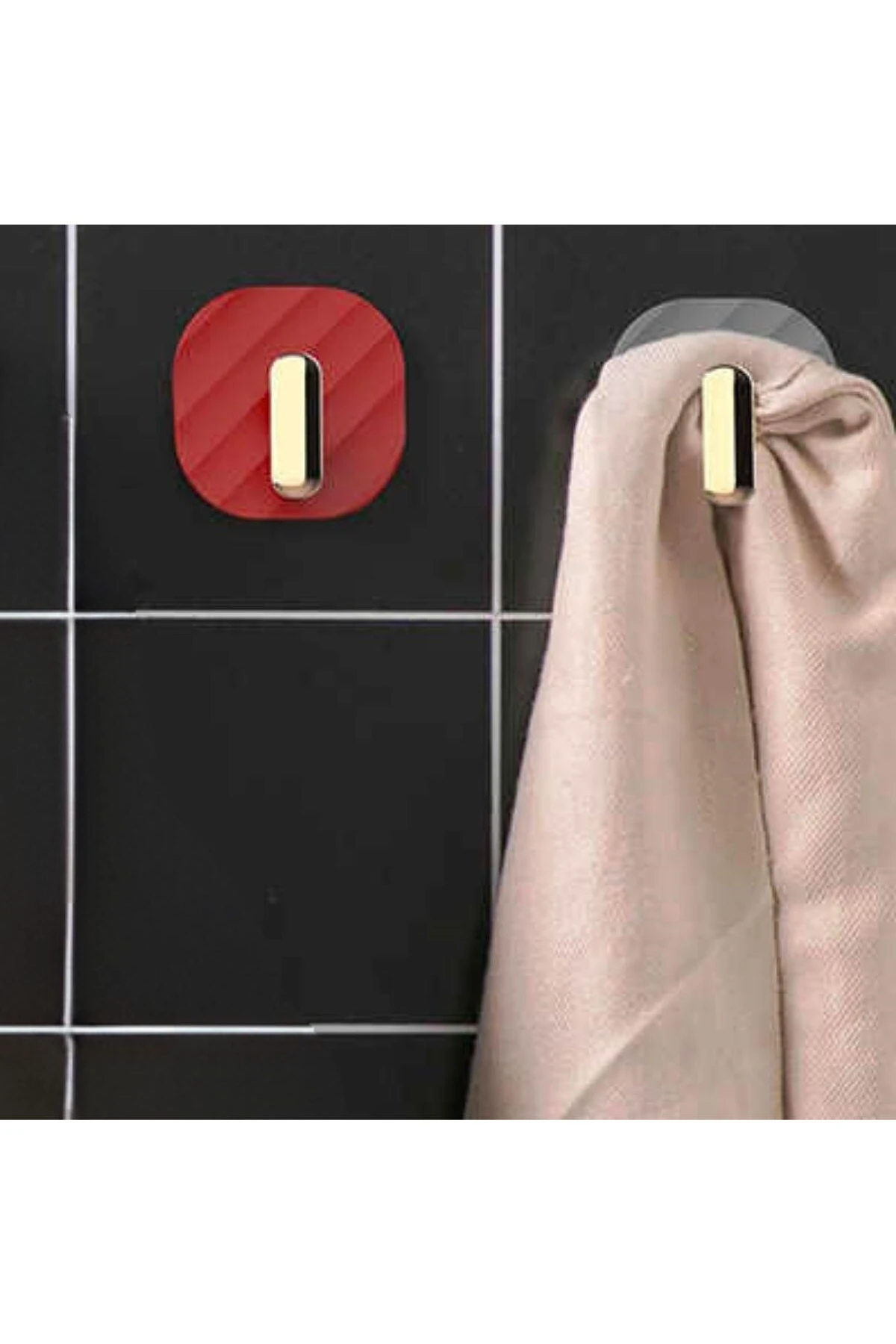 ® 2li Yapışkanlı Retro Askılık Dolap Kapak Kulpu Kırmızı