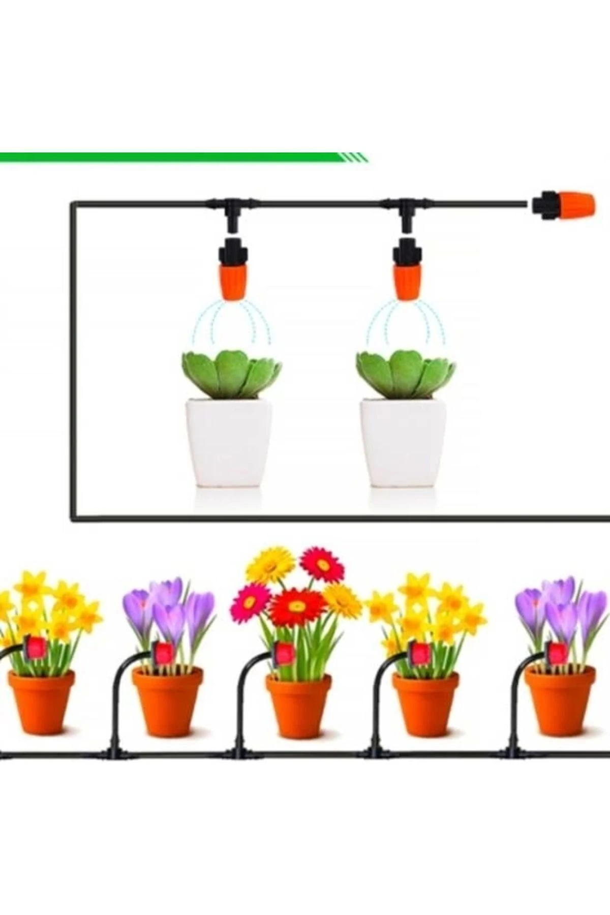 10 Metre Bahçe Damlama Sulama Sistemi Seti Hortum Ve Ek Parçaları