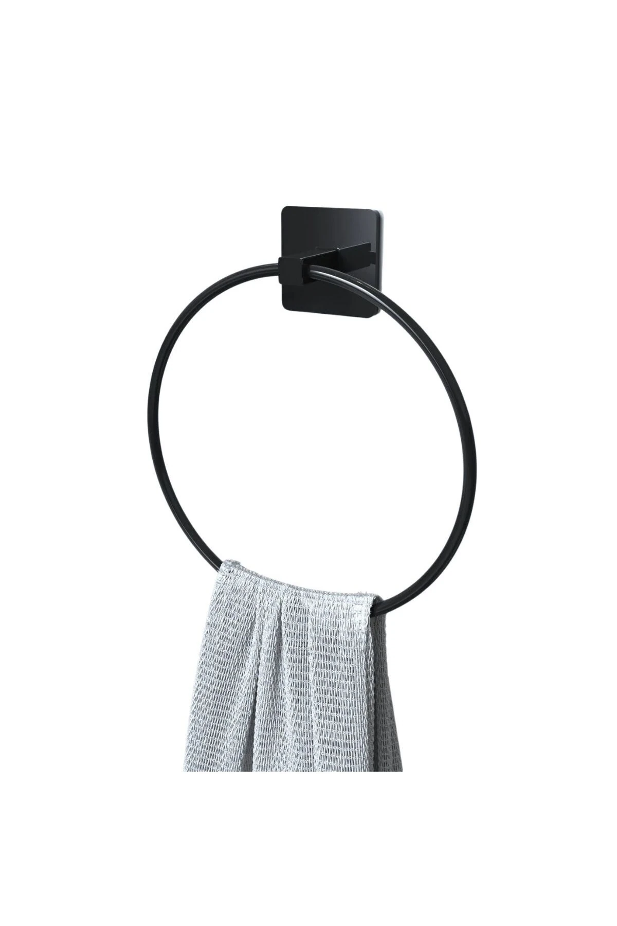 Kendiliğinden Yapışkanlı Siyah Paslanmaz Metal Yuvarlak Havluluk