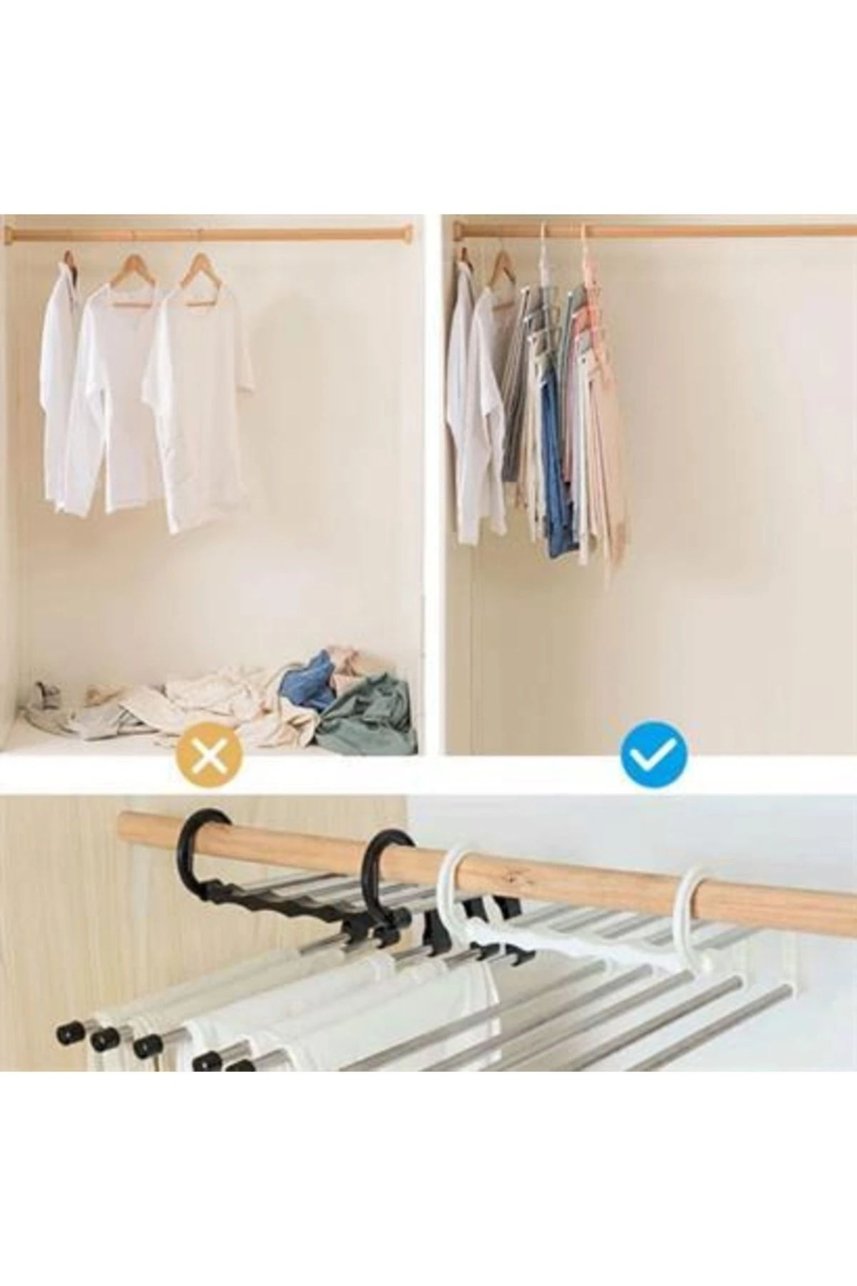 Hareketli Dolap Içi Pantolon Kravat Şal Askı Sistemi Düzenleyici Katmanlı Askılık Organizer
