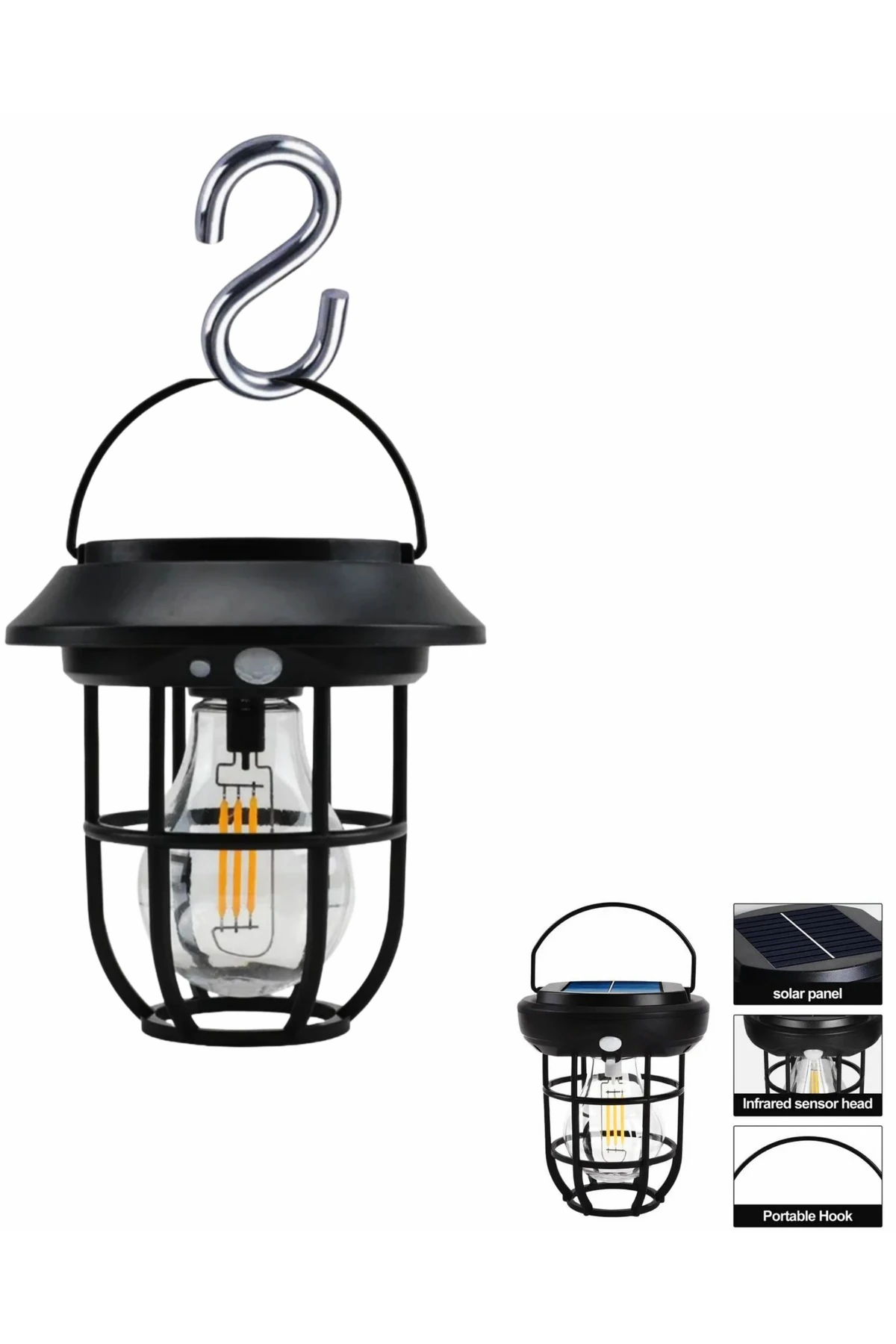 Solar Güneş Enerjili Sensörlü Bahçe Balkon Askılı Duvar Ağaç Lambası 3 Modlu Led Işık