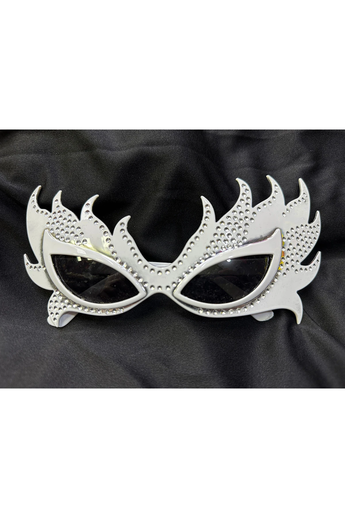 Taşlı Beyaz Alev Parti Gözlüğü