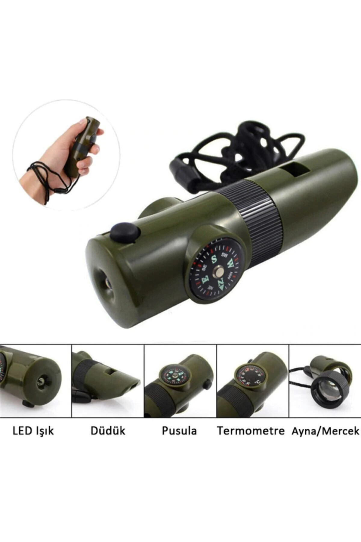 Fenerli Dereceli Pusulalı Düdük Deprem Acil Durum Düdüğü