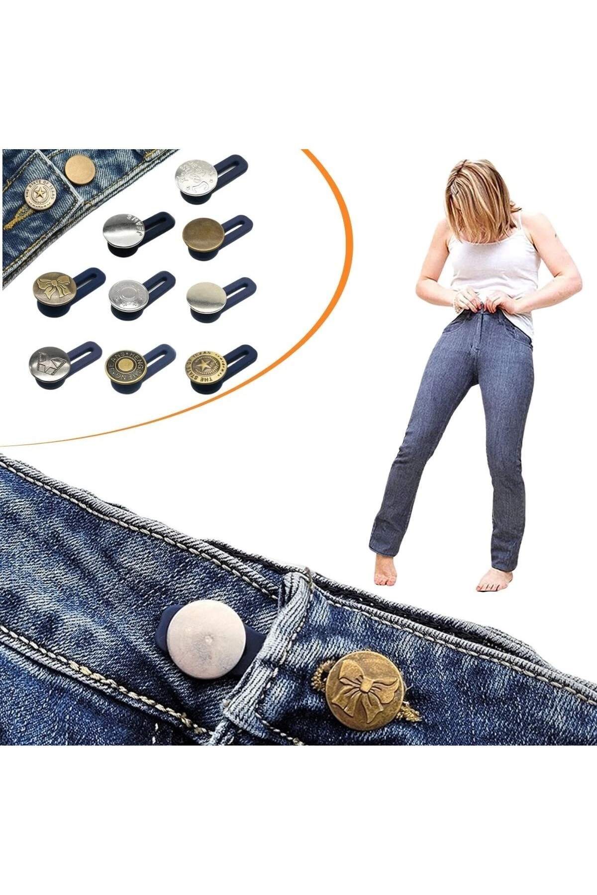 10 Adet Yedek Kot Düğmeleri Beden Genişletici