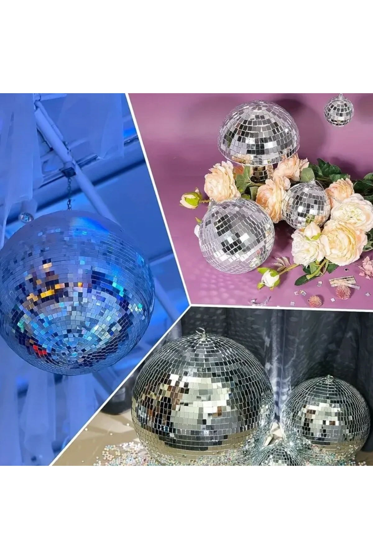 Gümüş Renk Kendinden Yapışkanlı Cam Mini Kare Aynalar, Mozaik Ayna Çıkartmaları Ev Dekorasyonu