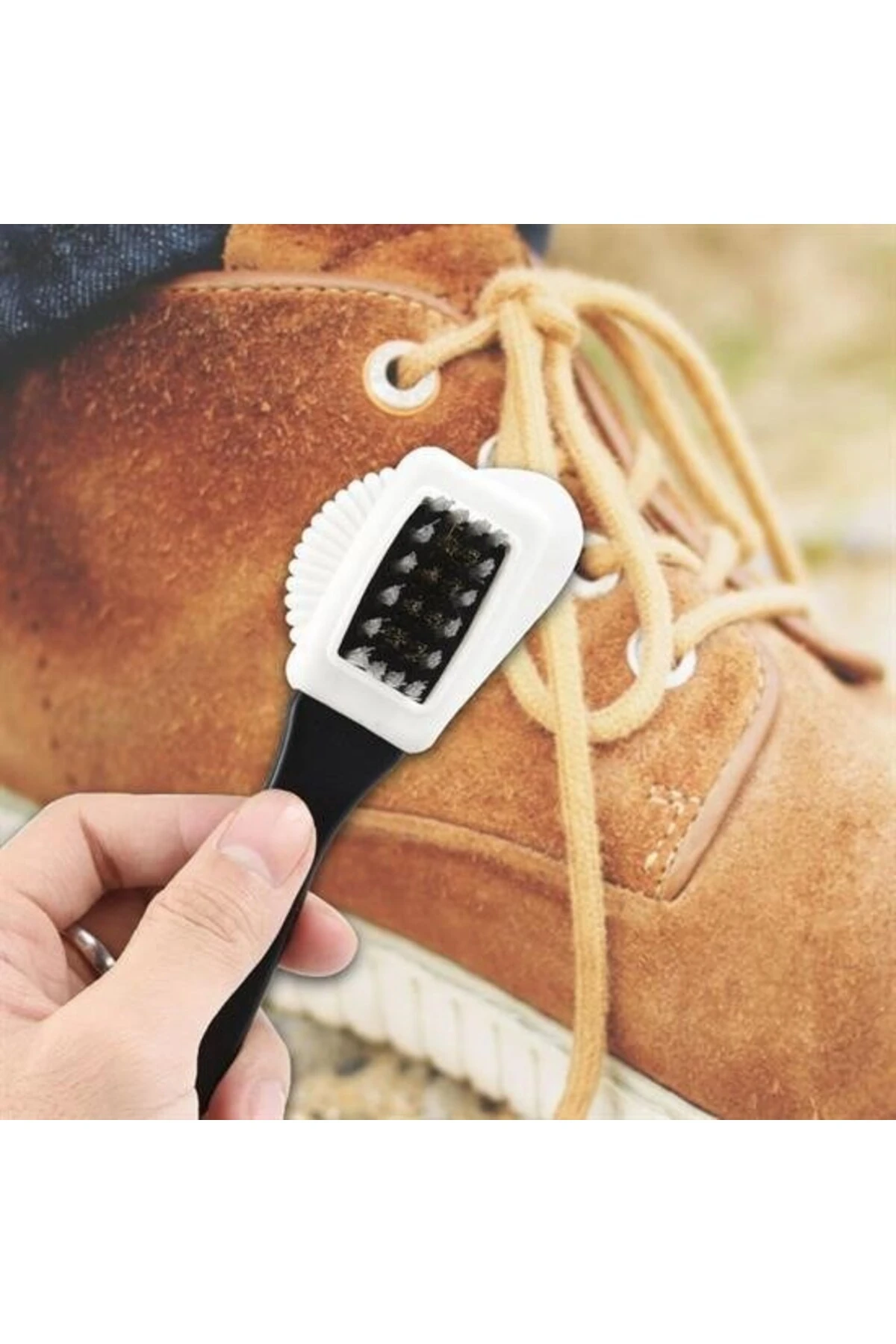 Çift Taraflı Pratik Taşınabilir Süet Nubuk Deri Çizme Bot Ayakkabı Temizleme Bakım Fırçası