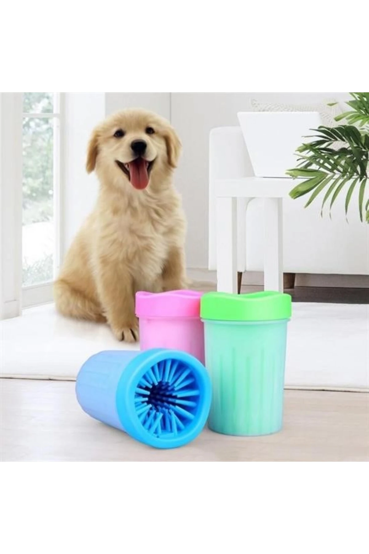 ® Silikon Jel Fırçalı Kedi Köpek Pati Ayak Yıkama Temizleme Kovası (Küçük)