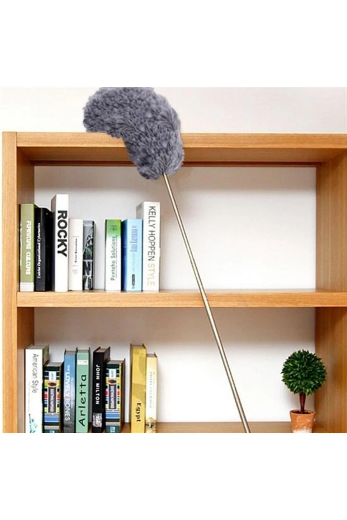 Teleskopik Uzatılabilir Mikrofiber Yumuşak Başlıklı Gri Toz Alma Fırçası Toz Püskülü