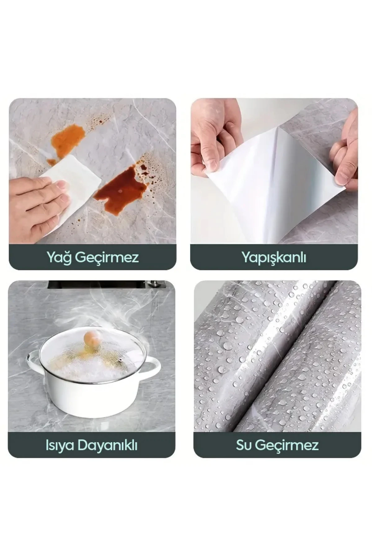 Mermer Desenli Sticker Folyo Beyaz 60cm*5mt