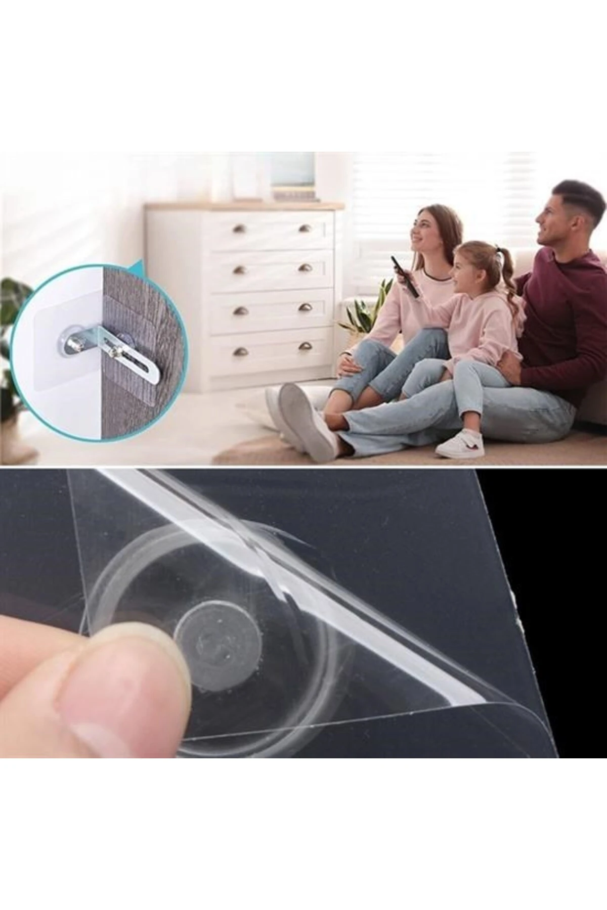 Deprem İçin Ultra Dayanıklı Çivisiz Duvarı Delmeden Ayarlanabilir Eşya Sabitleyici Aparat