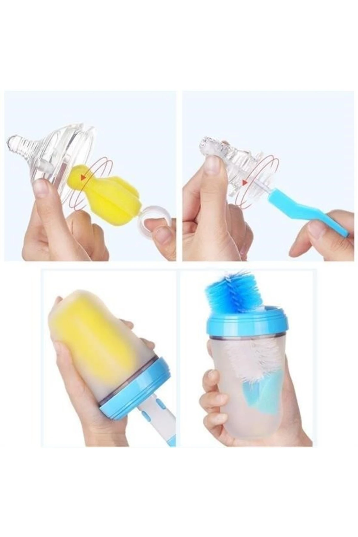 7 Parça Biberon Uzun Kavanoz Termos Suluk Sürahi Yağ Şişe İçi Temizleme Fırçası Aparatı Seti