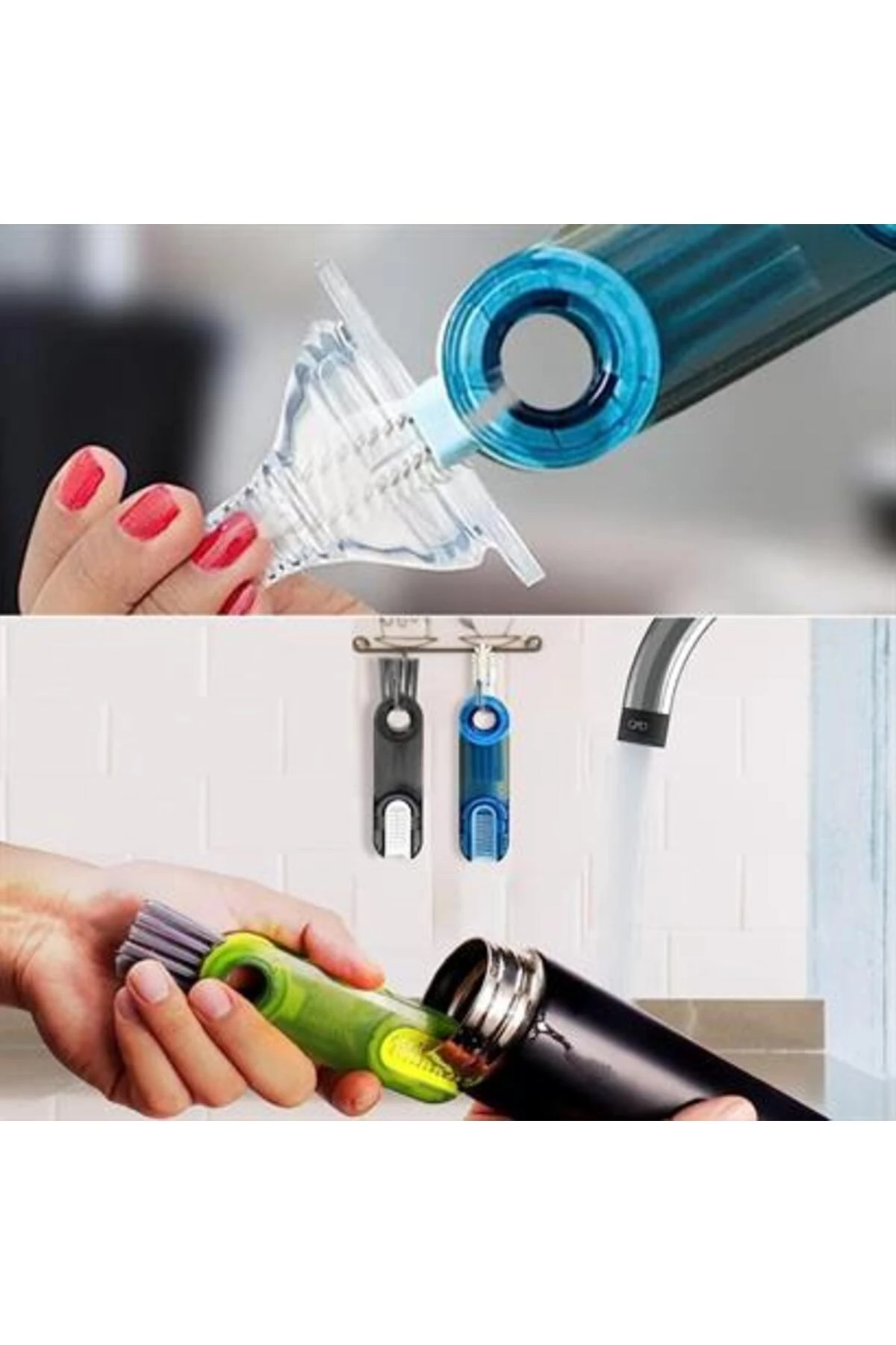 roichil® 3 Fonksiyonlu Pratik Şişe Temizleme Fırçası Mutfak Banyo Araç İçin Çok Amaçlı Fırça