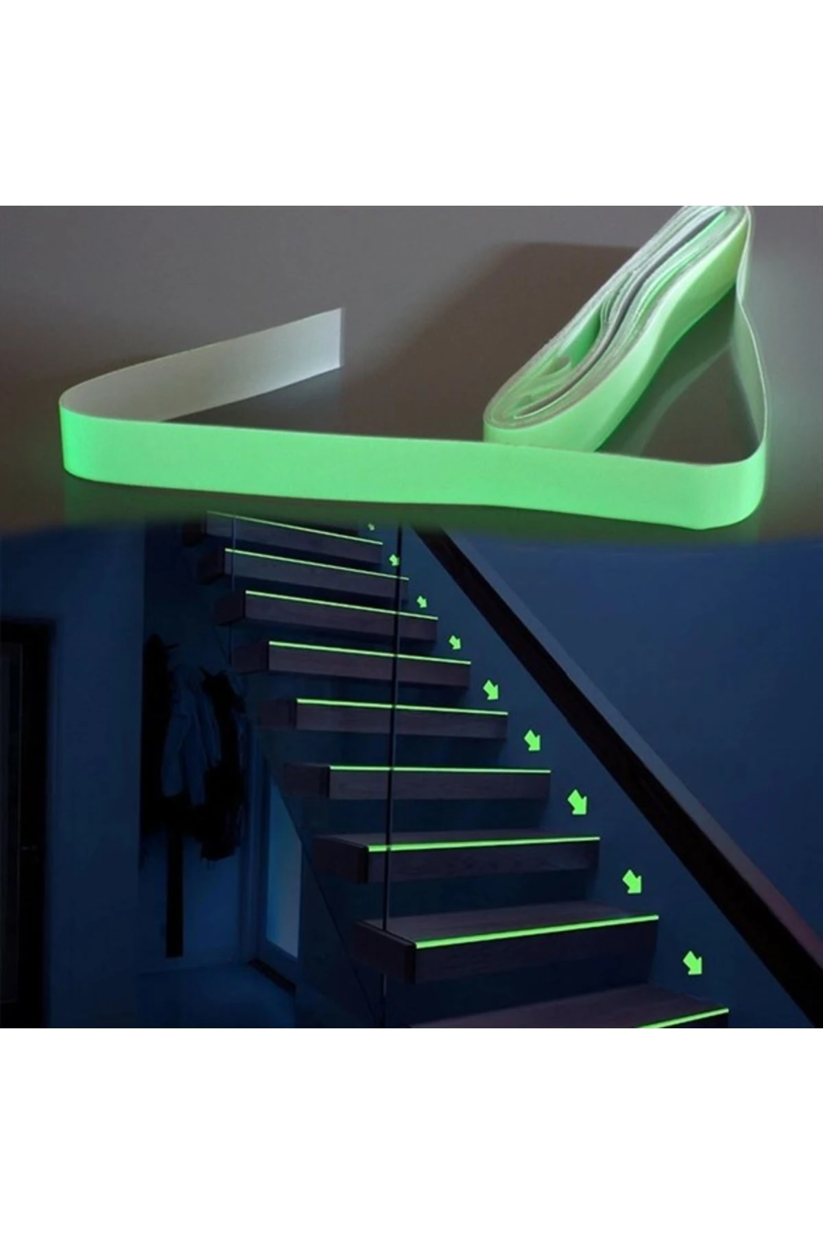 ® Karanlıkta Işık Veren Yansıyan 4 Metre Fosforlu Yeşil Şerit Bant