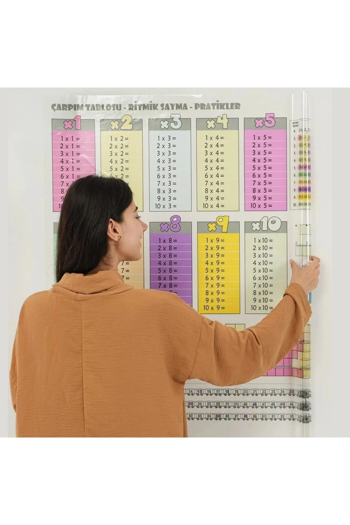 ® 100x100cm Statik Kağıt Renkli Çarpım Tablosu