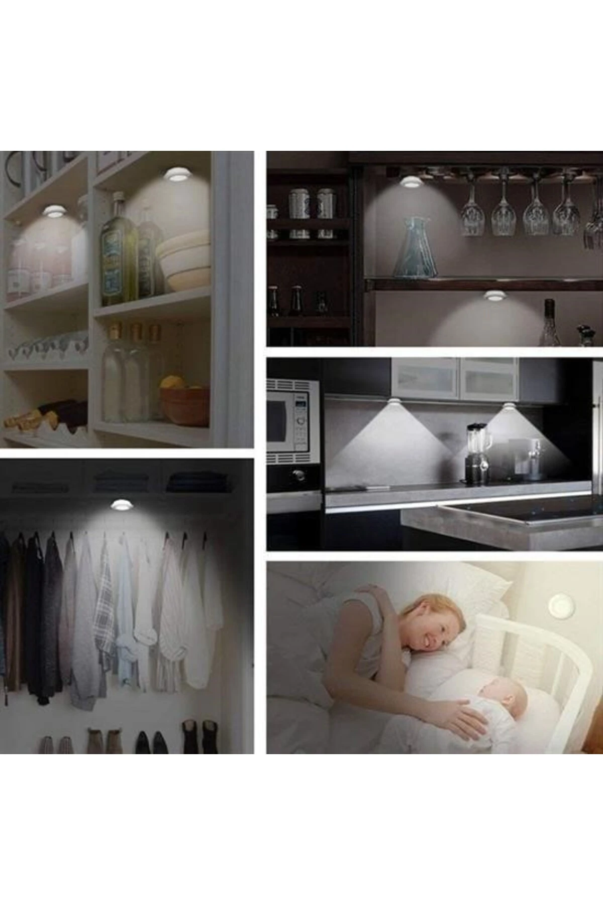 ® 3lü Uzaktan Kumandalı Pilli Yapışkanlı Kablosuz Led Spot Lambalar