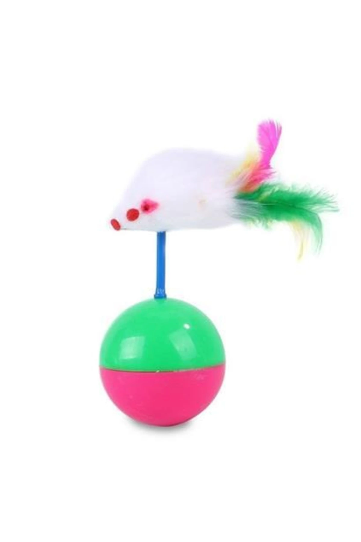 roichil® Kedi Oyun Topu Tüylü Fareli Hacı Yatmaz Eğitici Yavru Kedi Fare Kovalama Oyuncağı