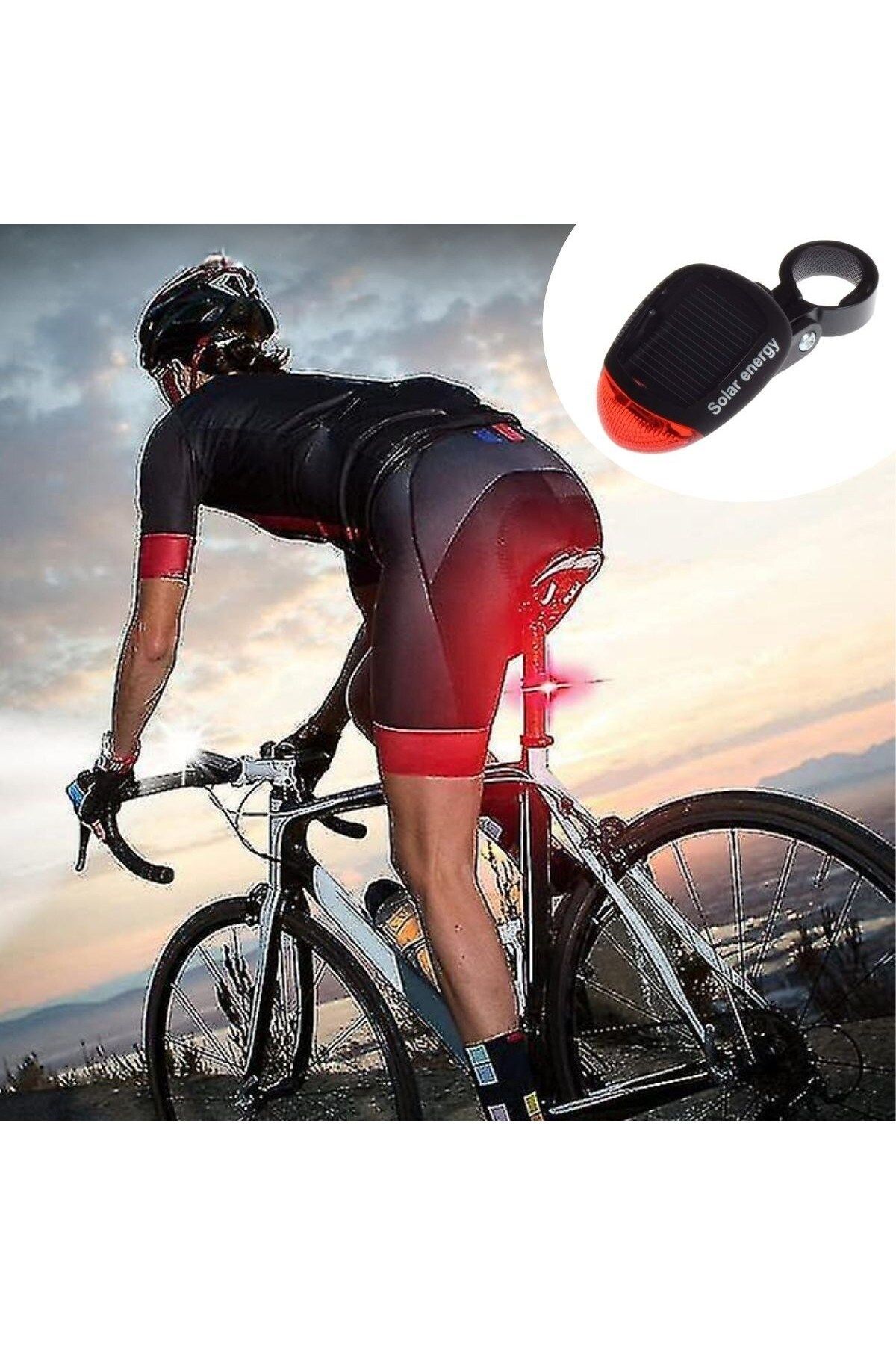 LED Güneş Enerjisi ile Şarj Edilebilir Bisiklet Kuyruk Lambası Solar Bisiklet Lambası