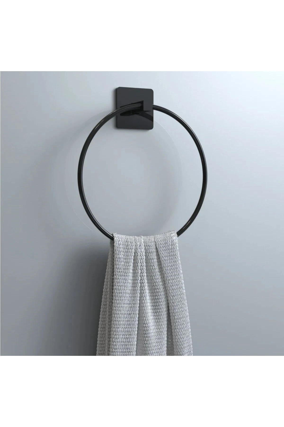 Kendiliğinden Yapışkanlı Siyah Paslanmaz Metal Yuvarlak Havluluk