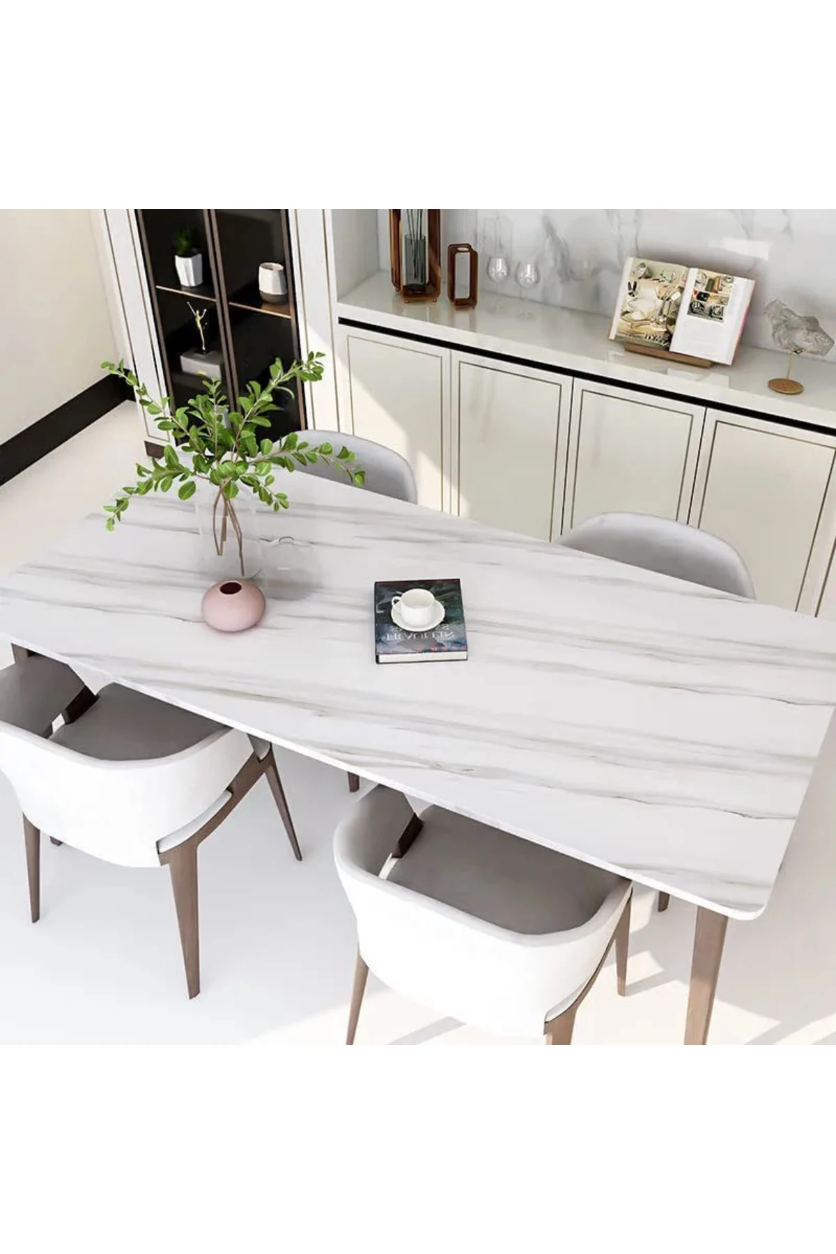 Mermer Desenli Sticker Folyo Beyaz 60cm*5mt