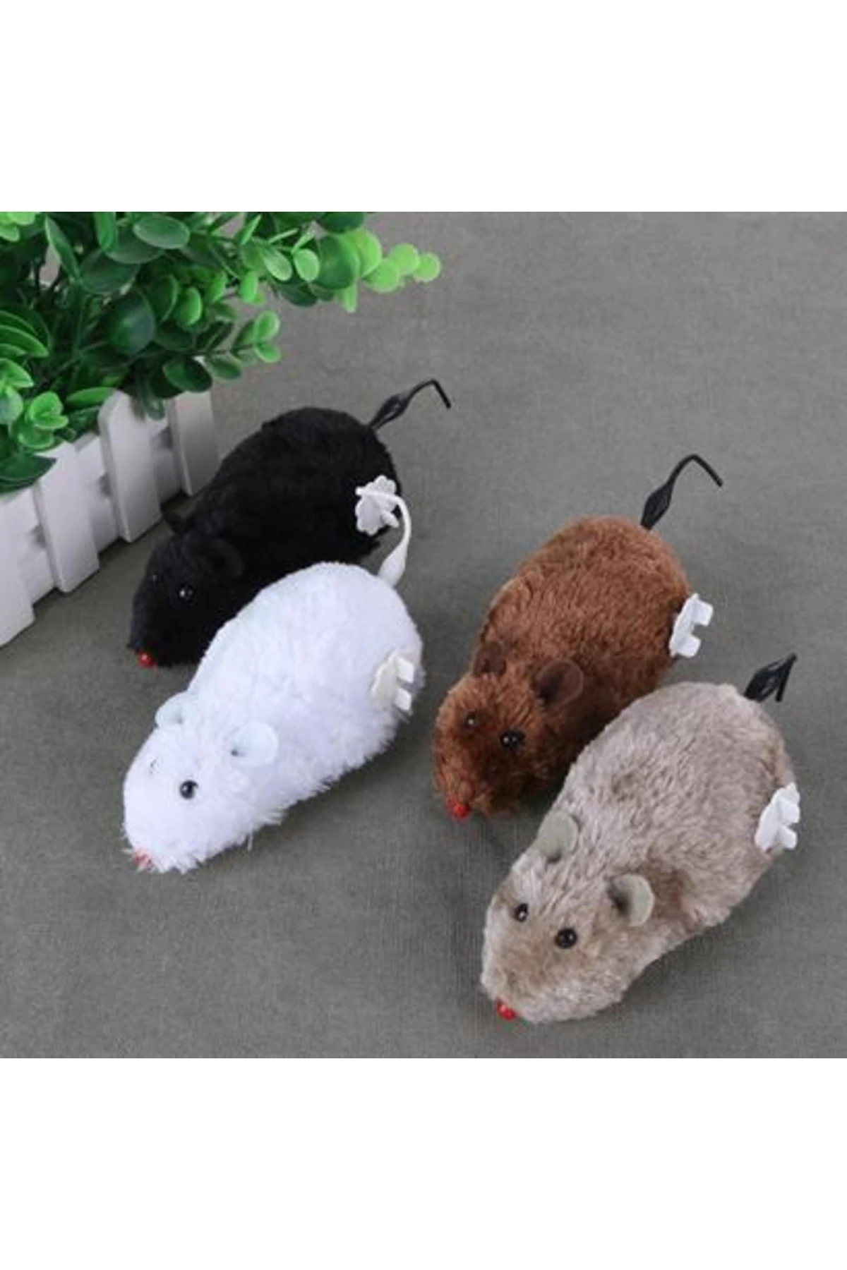 roichil® Kurmalı Kedi Eğitim Oyuncağı Tüylü Peluş Fare Yakalama Interaktif Sevimli Eğlenceli Oyuncak