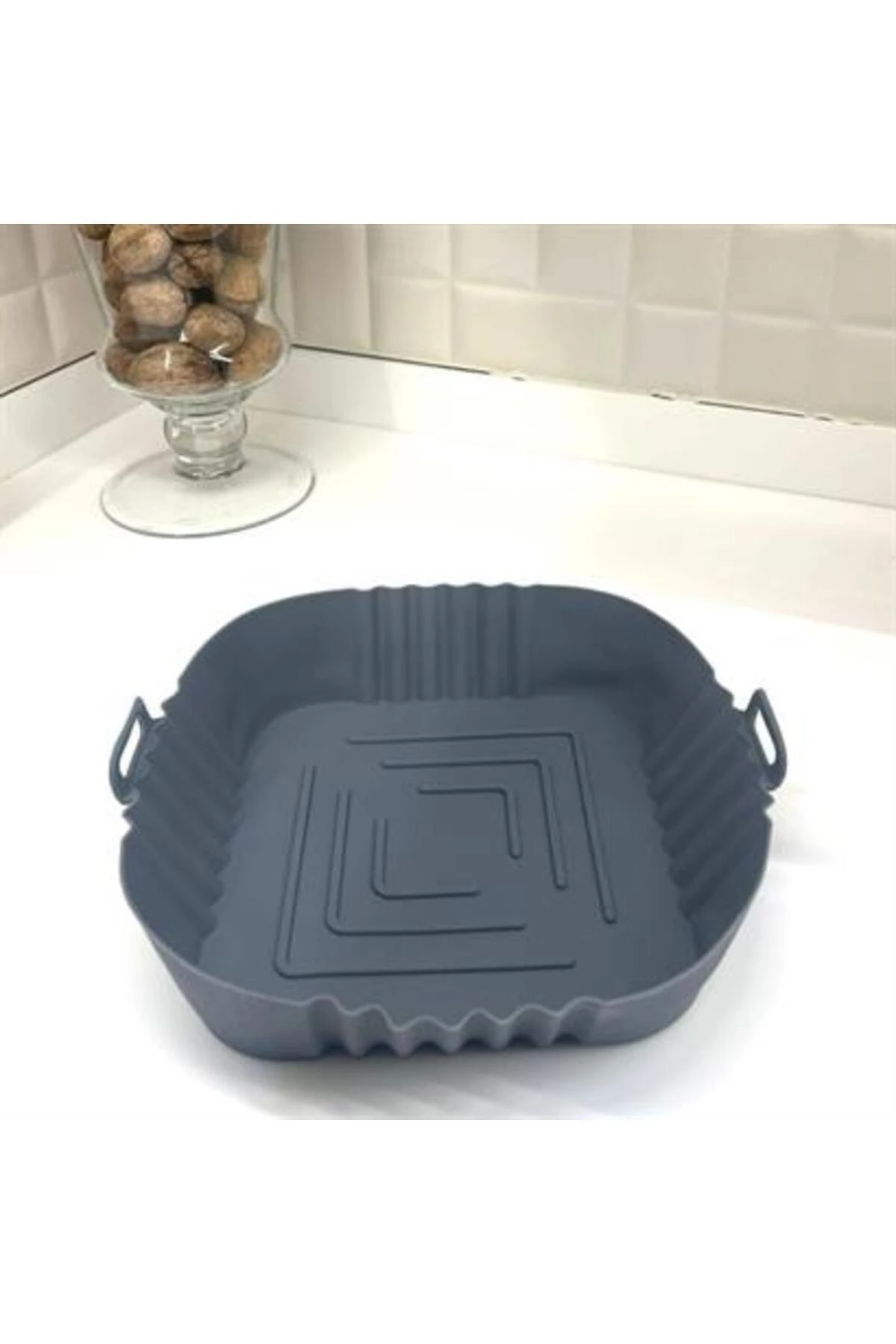 Renkli Isıya Dayanıklı Yıkanılabilir Silikon Fırın Airfryer Kare Model Pişirme Matı 20 cm