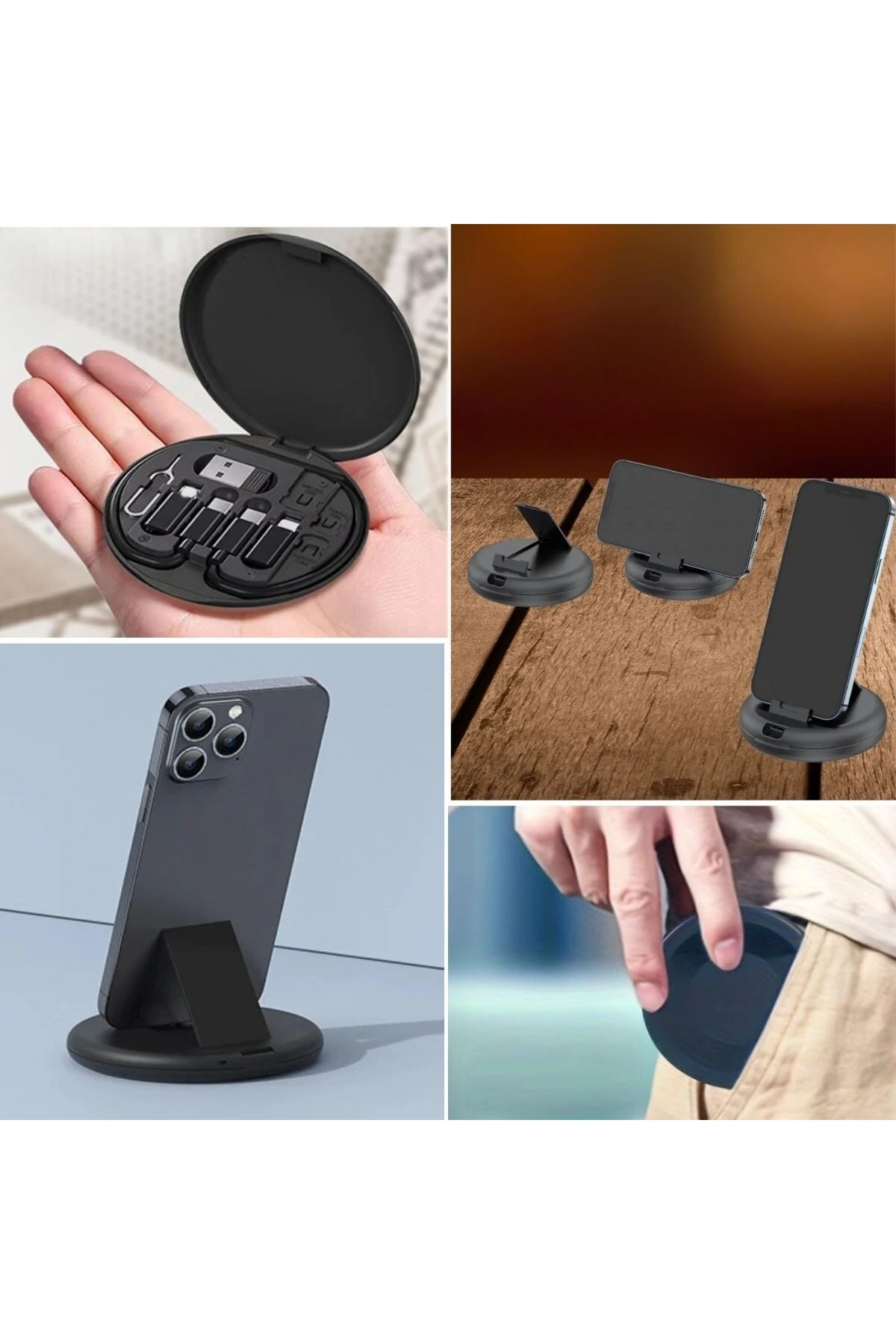 60w Destekli Kablo Kutusu Seyahat Kablo Seti 5'i 1 arada USB Type-C Şarj Kablosu Seti