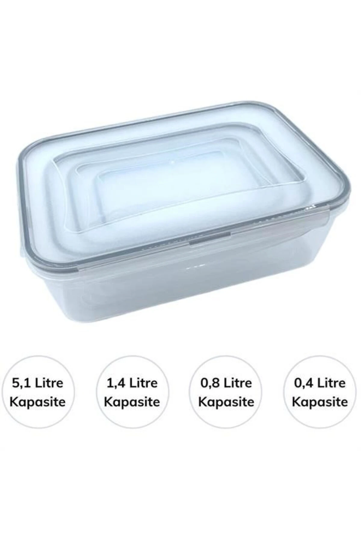 ® 4lü İç İçe Sızdırmaz Contalı Kilitli Kapaklı Plastik Erzak Saklama Kapları LC315