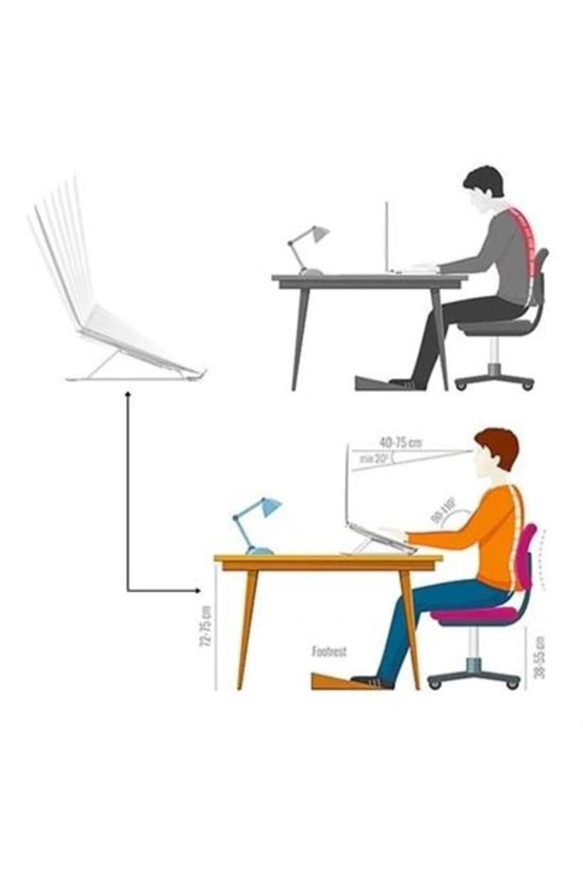 roichil® Ayarlanabilir Dizüstü Destek Tabanı Tamamen Katlanabilir Taşınabilir Laptop Yükseltici